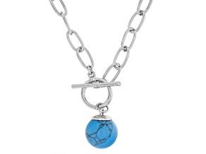 Turquoise Simulant Silver Tone Toggle Necklace