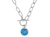 Turquoise Simulant Silver Tone Toggle Necklace