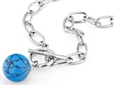 Turquoise Simulant Silver Tone Toggle Necklace