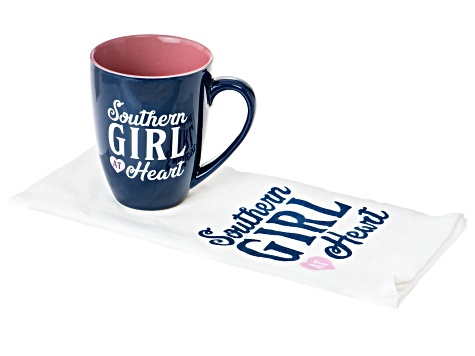 Southern Girl At Heart Tea Towel &  Mug Set