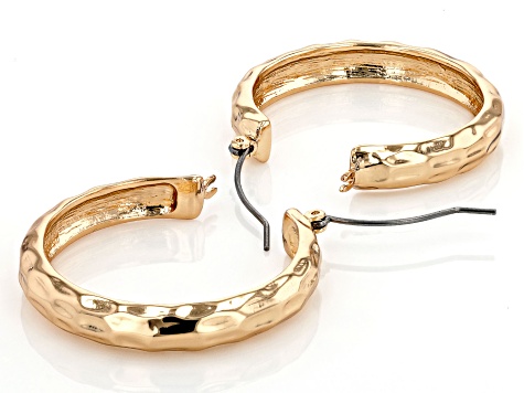 Gold and Silver Tone Textured Set of Two Hoop Earrings