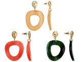 Multi-Color Resin Gold Tone Set of 3  Earrings
