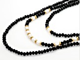 Glass Bead & Pearl Simulant Multi-Strand Gold Tone Necklace & Bracelet Set