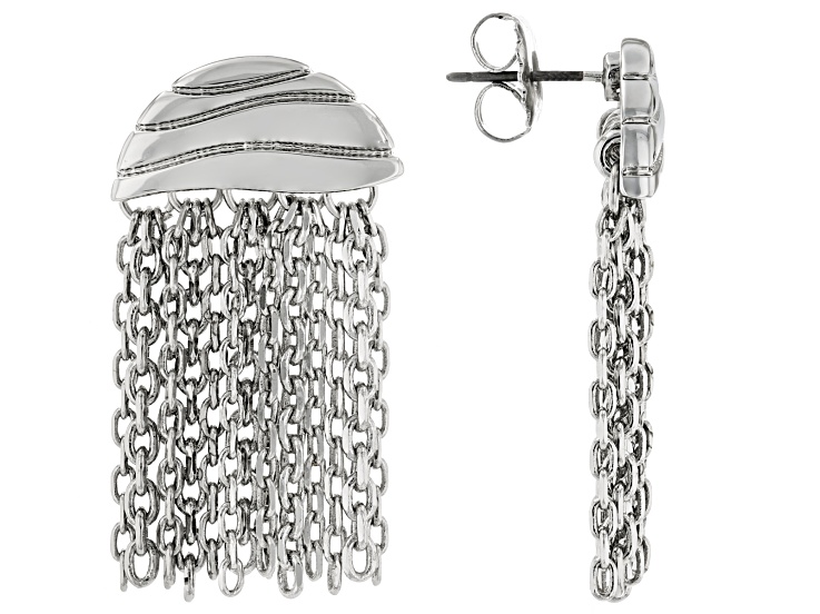 Silver Tone Tassel Earrings