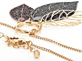 Tri-Color Tone Necklace & Earring Leaf Charm Set