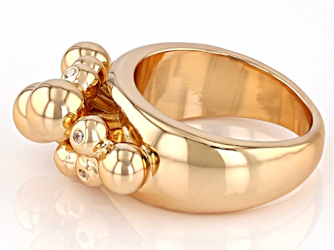 White Crystal Accent Gold Tone Ring - PDJ313 | JTV.com