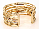 White Crystal Gold Tone Crossover Cuff Bracelet