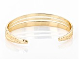 White Crystal Gold Tone Hammered Bangle