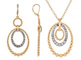 White Crystal Two-Tone Textured Necklace & Earring Set