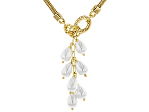 Pearl Simulant Gold Tone Drop Necklace