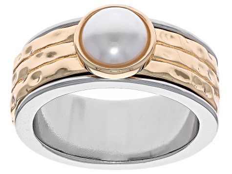 Pearl Simulant Two-Tone Ring