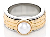 Pearl Simulant Two-Tone Ring
