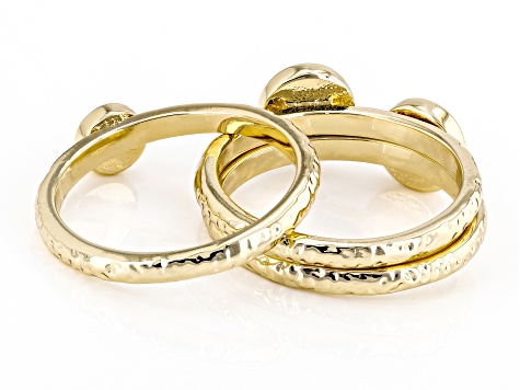 Pearl Simulant Gold Tone Set of 3 Rings