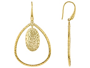 Gold Tone Hammered Dangle Earrings