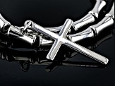 Acrylic Bead Silver Tone Set of 2 Bracelets With Cross Charm