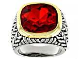 Ruby Color Crystal Two-Tone Solitaire Ring