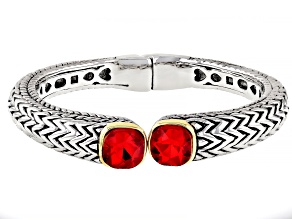 Ruby Color Crystal Two-Tone Bracelet