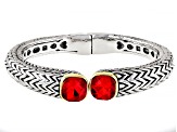 Ruby Color Crystal Two-Tone Bracelet
