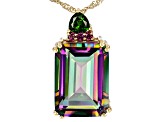 Multi-Color Quartz 18k Yellow Gold Over Sterling Silver Pendant with Chain 12.88ctw