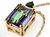 Multi-Color Quartz 18k Yellow Gold Over Sterling Silver Pendant With Chain 12.88ctw