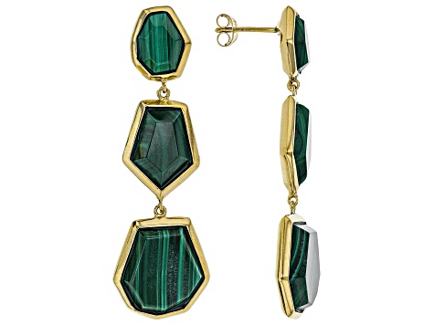 Green malachite 18k yellow gold over sterling silver earrings