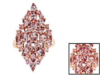 Pink color shift garnet 18k rose gold over silver ring 5.05ctw