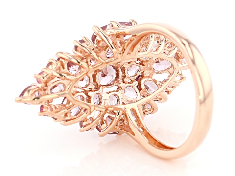 Pink color shift garnet 18k rose gold over silver ring 5.05ctw