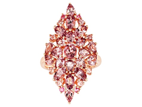 Pink color shift garnet 18k rose gold over silver ring 5.05