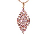 Pink color shift garnet 18k rose gold over silver pendant with chain 5.05ctw