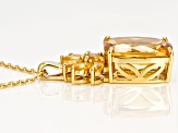 Yellow citrine 18k yellow gold over silver pendant with chain8.20ctw