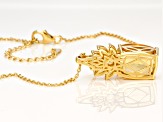 Yellow citrine 18k yellow gold over silver pendant with chain8.20ctw