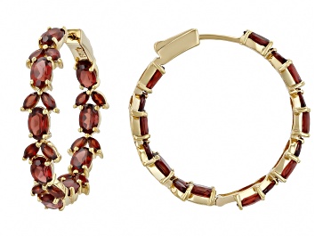 Picture of Red Garnet 18k yellow gold over silver earrings 11.80ctw