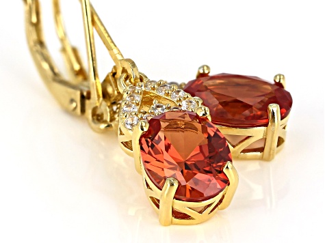 Orange Lab Created Padparadscha Sapphire 18k Yellow Gold Over Sterling Silver Earrings 3.95ctw
