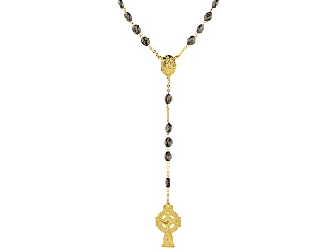 Pre-Owned Glass Gold-Tone Over Brass Shamrock Rosary