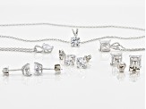 Pre-Owned White Cubic Zirconia Rhodium Over Sterling Silver Jewelry Set Of 6 - 13.72ctw