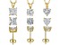 Pre-Owned White Cubic Zirconia 18k Yellow Gold Over Sterling Silver Jewelry Set Of 6 - 13.72ctw