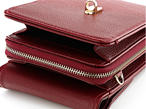 Pre-Owned Red Faux Leather Crossbody Phone Bag