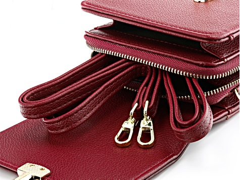 Pre-Owned Red Faux Leather Crossbody Phone Bag