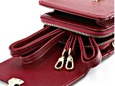 Pre-Owned Red Faux Leather Crossbody Phone Bag