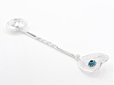 Pre-Owned Round Blue Glass Platinum Over Sterling Silver Evil Eye Decorative Spoon
