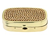 Pre-Owned Gold Crystal Gold Tone Compact Pill Box with Mirror
