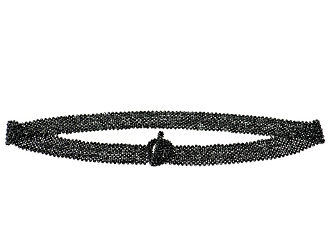 Pre-Owned Black Spinel Beaded Stretch Belt