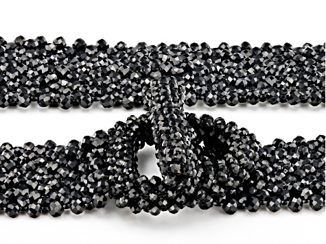 Pre-Owned Black Spinel Beaded Stretch Belt