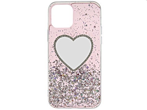 Pre-Owned iPhone 12 - White Crystal Pink Heart Cell Phone Case
