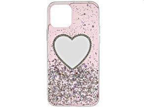 Pre-Owned iPhone 12 - White Crystal Pink Heart Cell Phone Case