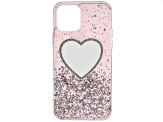 Pre-Owned iPhone 12 - White Crystal Pink Heart Cell Phone Case