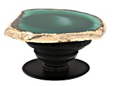 Pre-Owned Green Agate Gold Tone Phone Grip