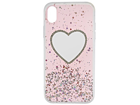 Pre-Owned iPhone XR - White Crystal Pink Heart Cell Phone Case