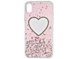 Pre-Owned iPhone XR - White Crystal Pink Heart Cell Phone Case