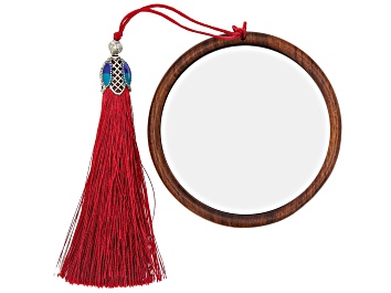 Picture of Pre-Owned Floral Wooden Compact Mirror With Tassel